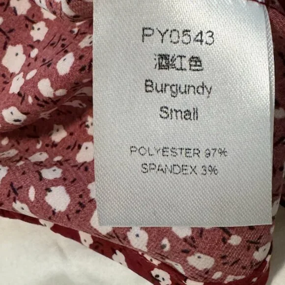 SHEIN Floral Print Tie Shoulder Knot Front Cami Burgundy Dress - Picture 5 of 5